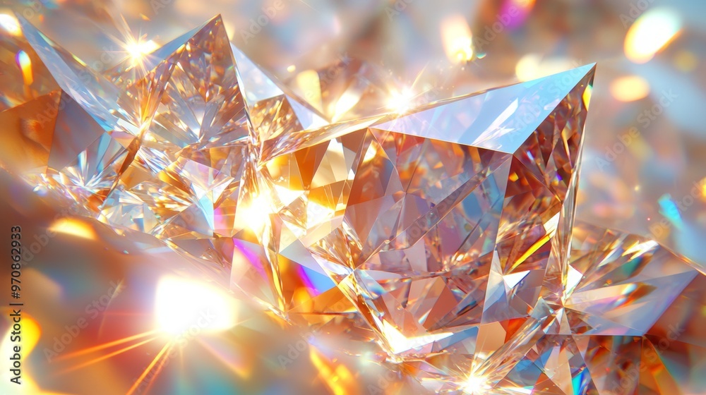 Sparkling Diamond Gemstone Closeup With Iridescent Reflections Sparkling Diamond Gemstone Closeup With Iridescent Reflections