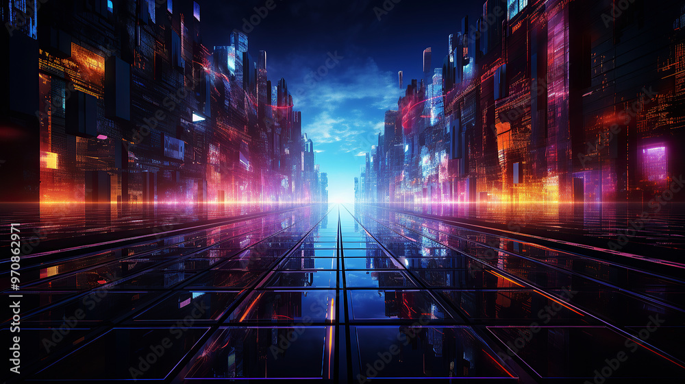 Fototapeta premium generated illustration a large wall with running monitors