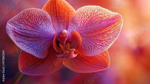 Close Up of a Pink and Red Orchid Flower Petal