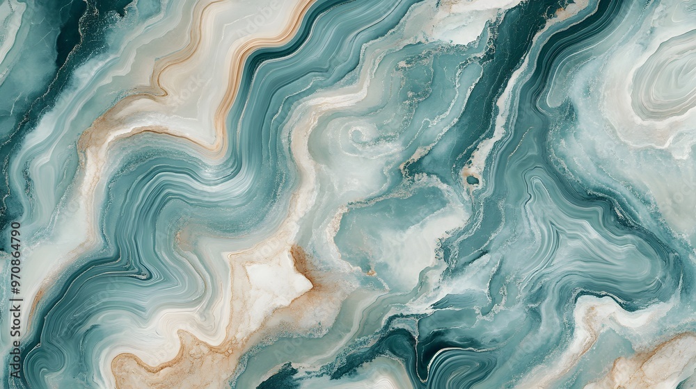 An abstract fluid art design featuring swirling patterns of teal, beige, and cream tones. The marble-like flow creates a sense of movement and organic texture. An abstract fluid art design featuring swirling patterns of teal, beige, and cream tones. The marble-like flow creates a sense of movement and organic texture.