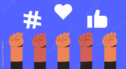 Social media, digital marketing, online communication and networking concept. People Different nationalities using mobile gadgets in various activities and internet services. Flat vector illustration.