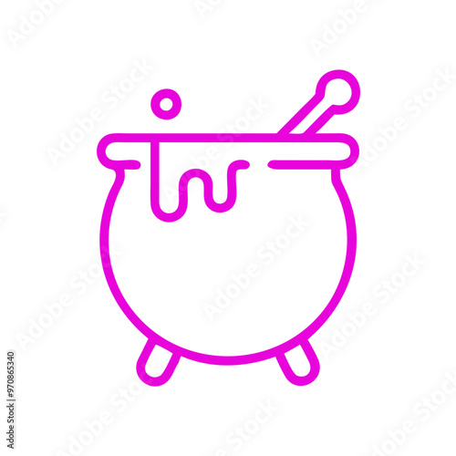 Magic cauldron icon in bright pink color
