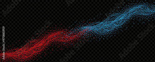 Red blue clouds effect. Cold and hot smoke texture. Abstract neon flame fog. Confrontation concept in sports boxing competition.