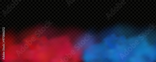 Red blue clouds effect. Cold and hot smoke texture. Abstract neon flame fog. Confrontation concept in sports boxing competition.
