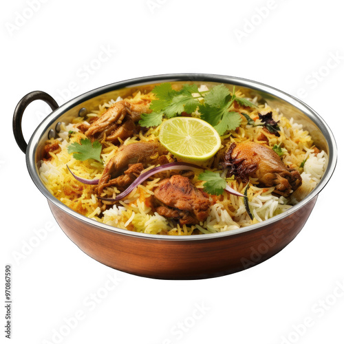 Biryani on white background