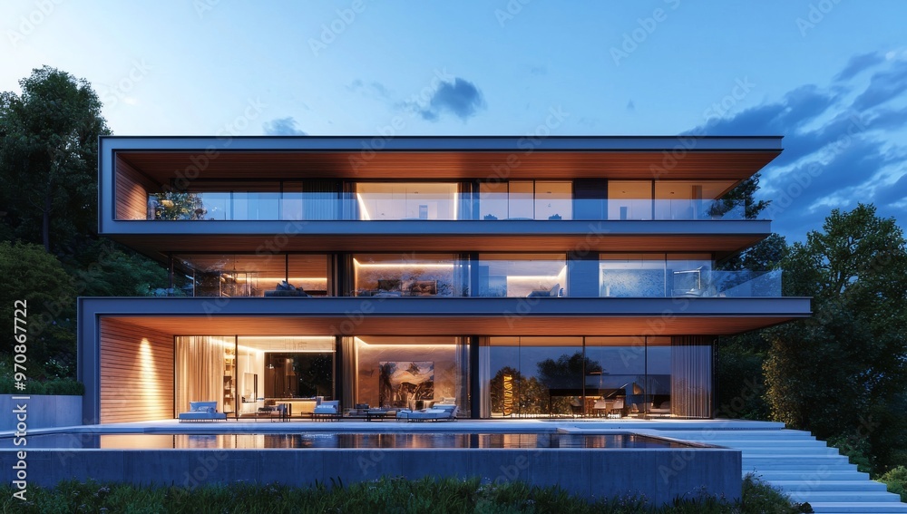 Stylish Mediterranean style house with terrace and pool. Stylish Mediterranean style house with terrace and pool.