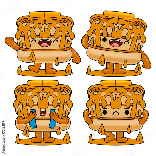  cute pancake mascot character vector illustration