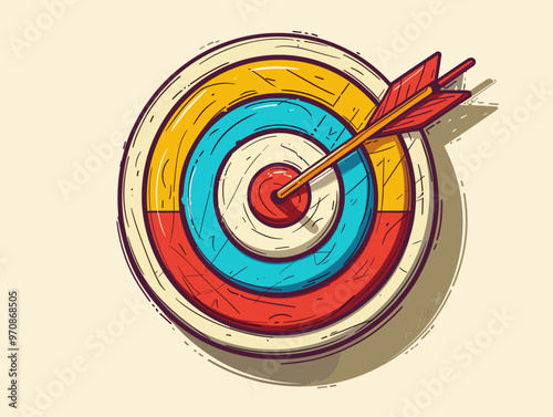A Vector Cartoon Target: Symbol of Goals, Objectives, and Strategic Direction
