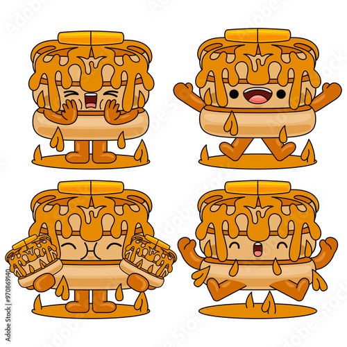  cute pancake mascot character vector illustration