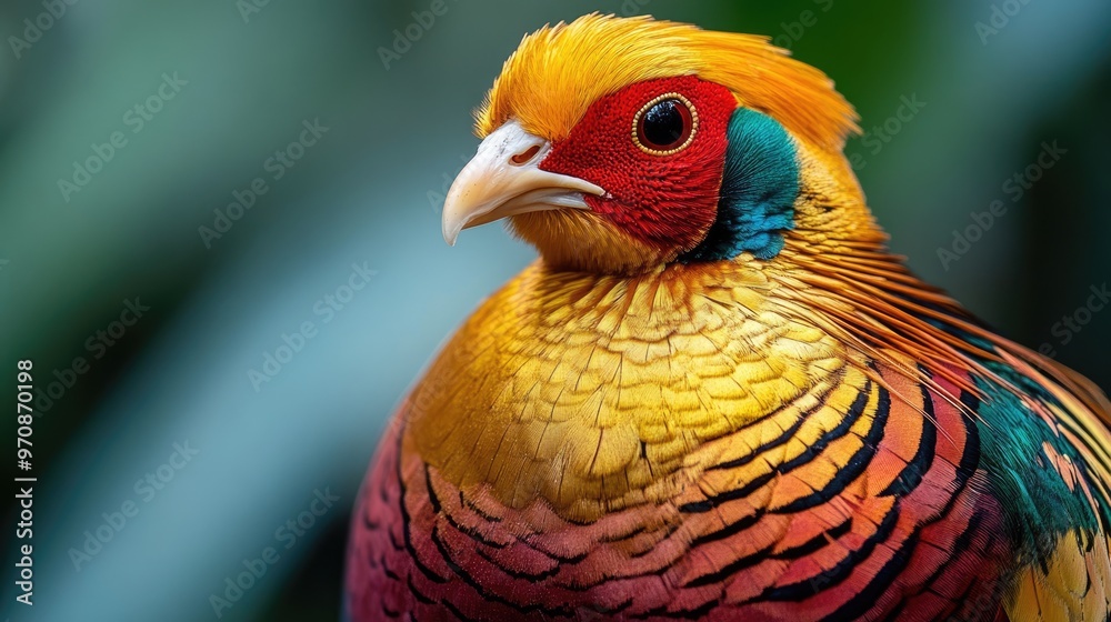 Fototapeta premium Golden Pheasant Portrait with Vibrant Colors
