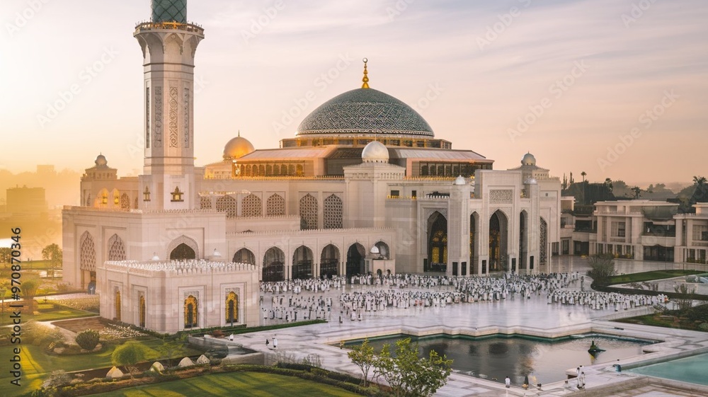 Obraz premium Beautiful mosque at sunset