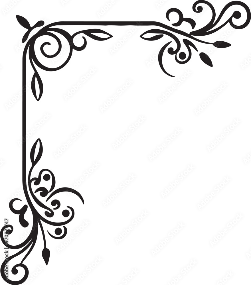 Calligraphic hand drawn corner silhouette vector, arabic floral corner, frame corner Calligraphic hand drawn corner silhouette vector, arabic floral corner, frame corner