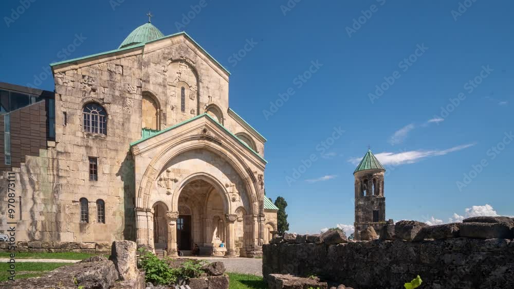 hyperlapse of Bagrati Cathedral in Kutaisi, from the northern entrance, Georgia hyperlapse of Bagrati Cathedral in Kutaisi, from the northern entrance, Georgia