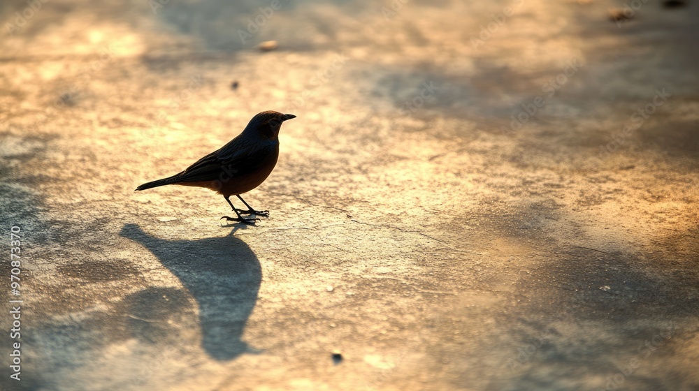 A Small Bird Silhouetted Against the Setting Sun A Small Bird Silhouetted Against the Setting Sun