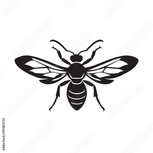 Wasp in cartoon, doodle style . Image for t-shirt, web, mobile apps and ui. Isolated 2d vector illustration in logo, icon, sketch style, Eps 10, black and white. AI Generative