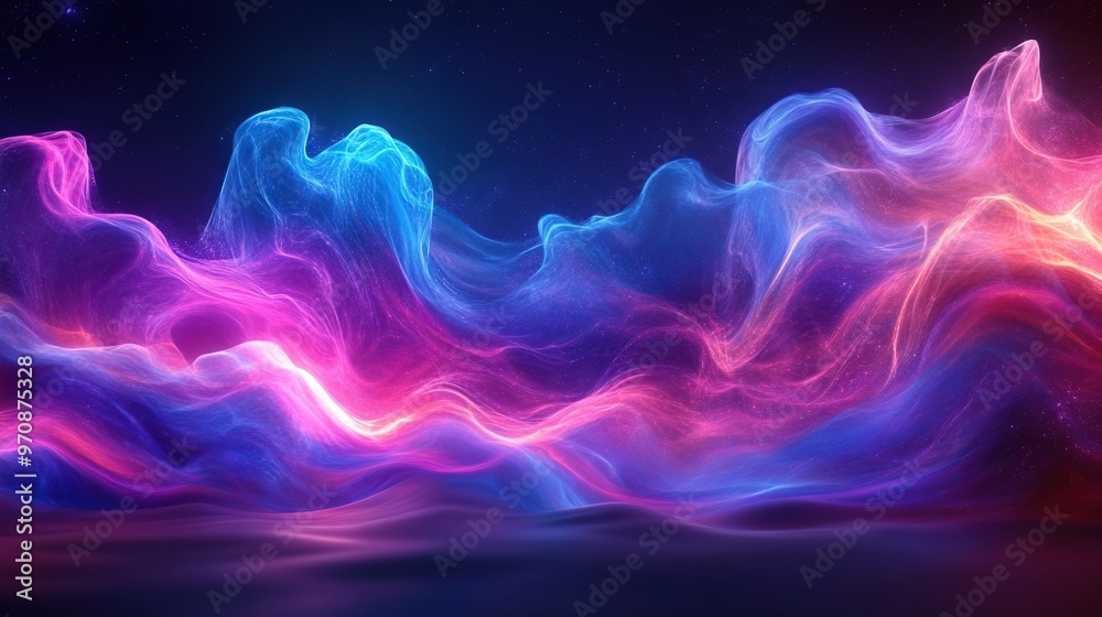 Obraz premium Futuristic abstract background with glowing circuits, neon blue and purple hues, technology-inspired vector design