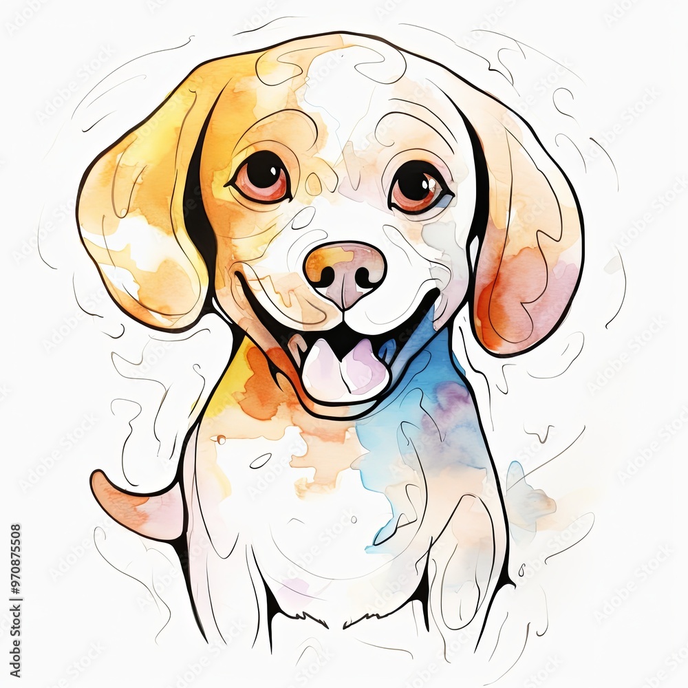 Fototapeta premium Dog in Watercolor Style Isolated on White Background