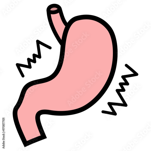 Stomachache Filled Line Icon Vector Illustration 