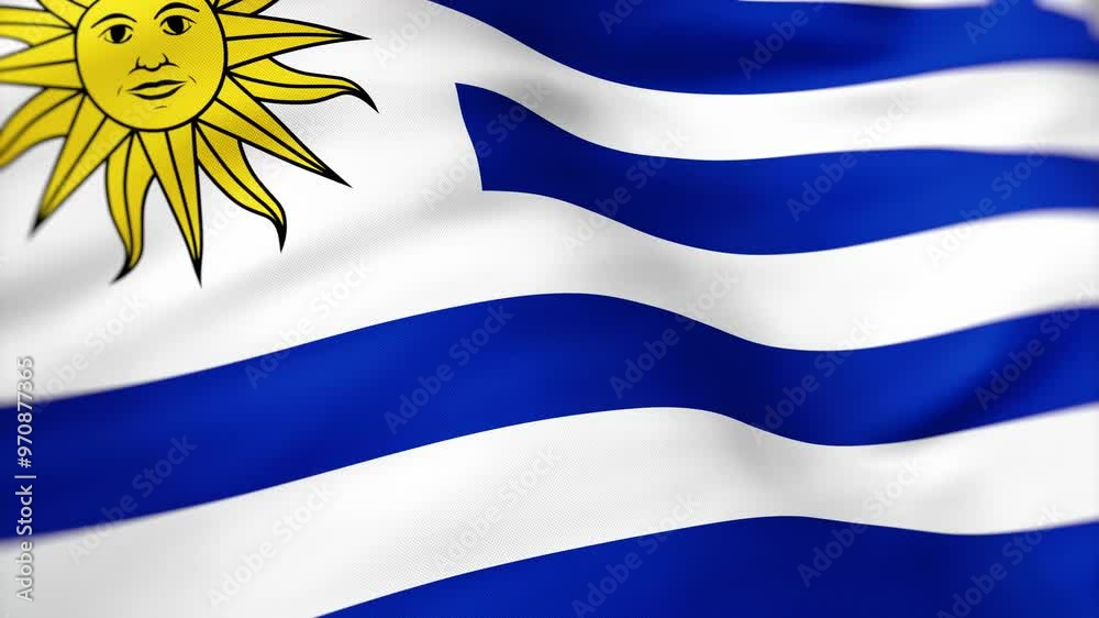 Uruguay Flag waving 4k independence day