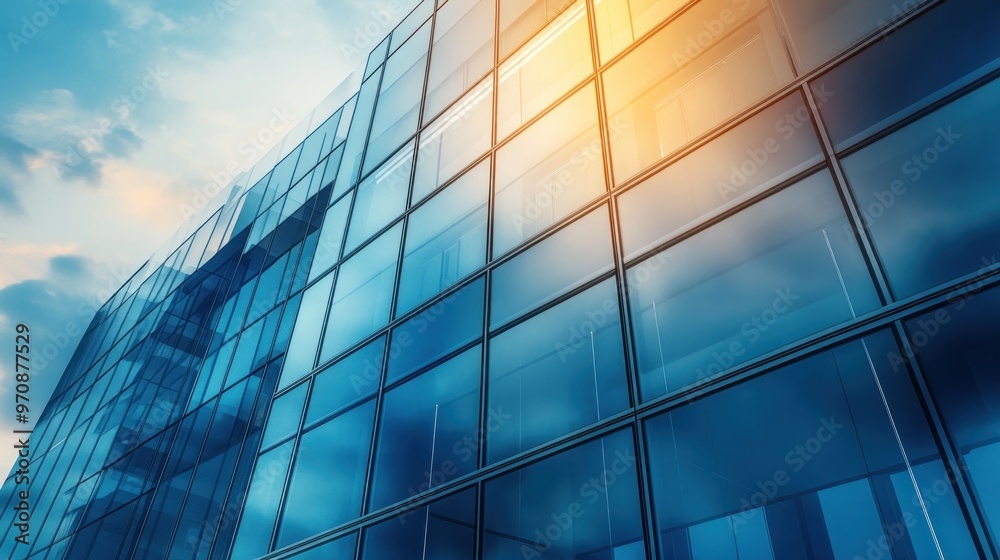 Fototapeta premium Modern Glass Building with Sky Reflection