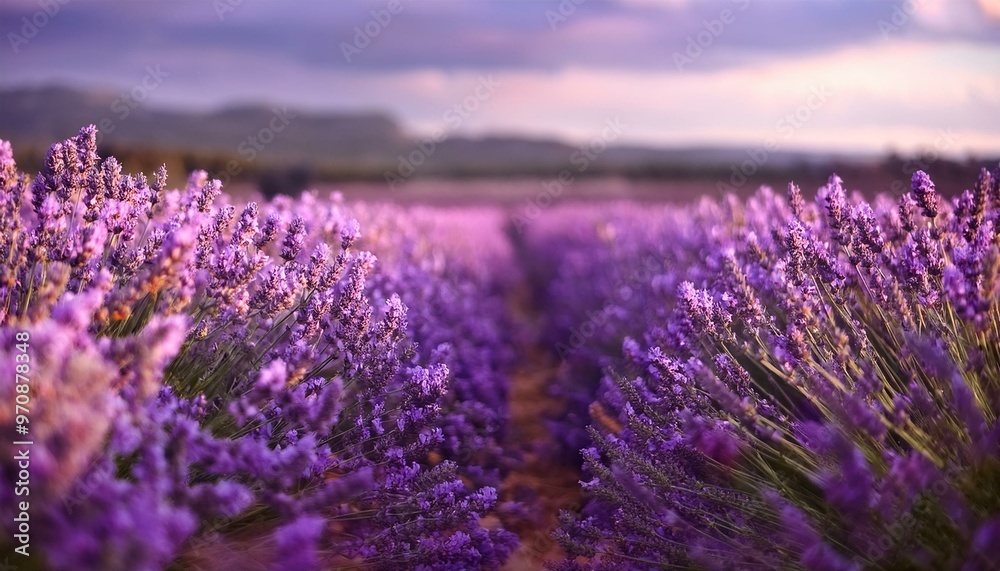 Obraz premium Dolly shot of lavender flowers on field. Provence in France