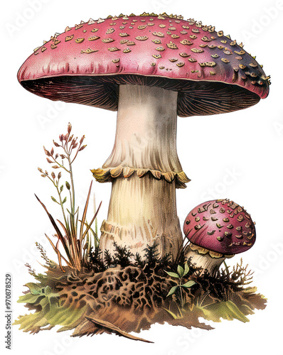 PNG Vintage mushroom botanical illustration photo