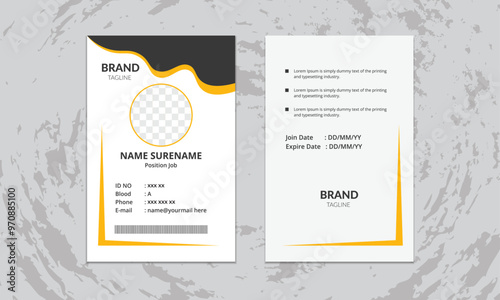 Black and yellow combination a simple and attractive ID CARD. It can be used company or various platforms.