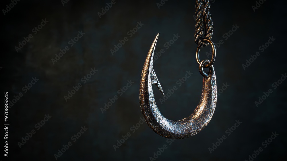 Abstract background for recreation metal fishing hook isolated on black Abstract background for recreation metal fishing hook isolated on black