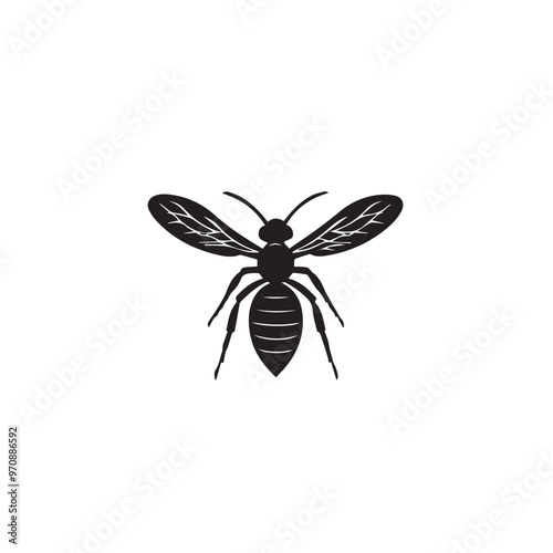 Wasp in cartoon, doodle style . Image for t-shirt, web, mobile apps and ui. Isolated 2d vector illustration in logo, icon, sketch style, Eps 10, black and white. AI Generative