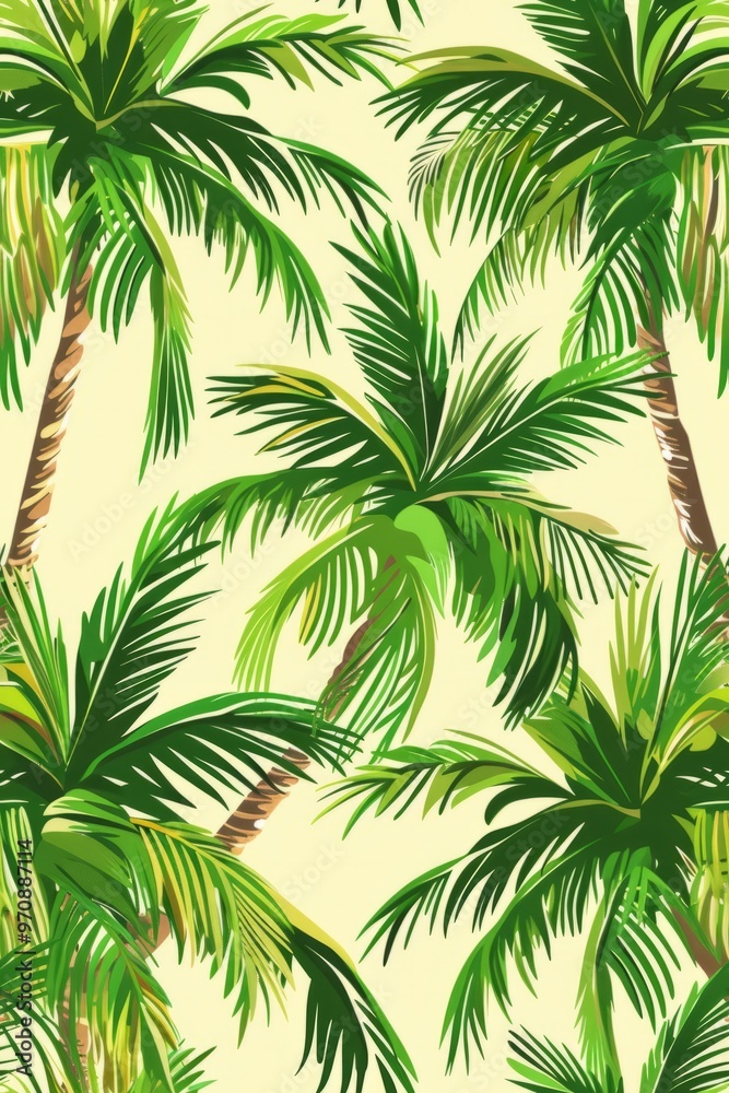 Fototapeta premium exotic palm tree seamless pattern