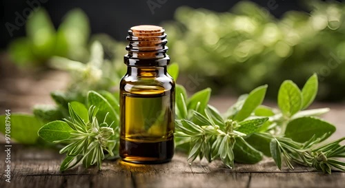 essential oil and rosemary
