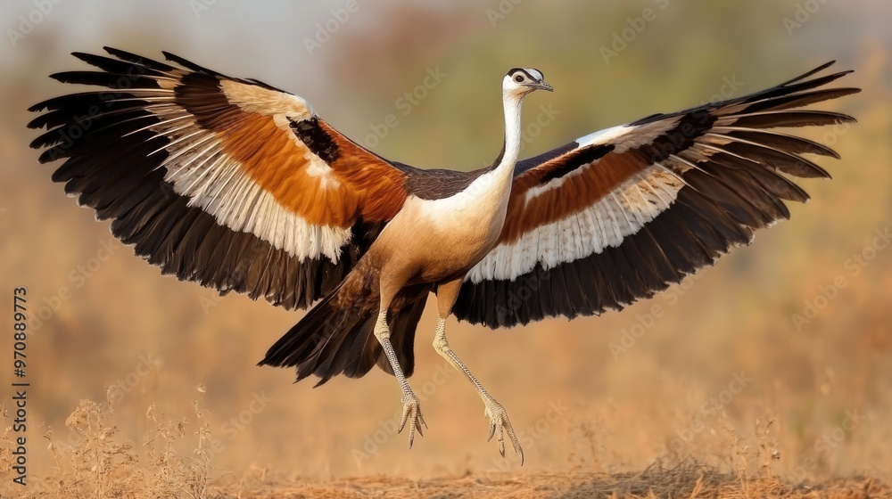 Obraz premium A Bird Taking Off in the Golden Light