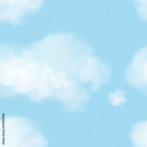 Cloud Sky seamless Background,Endless pattern blue sky cloudy texture,Vector 3d banner Nature landscape for spring,summer backdrop,Illustration seamless pattern cartoon for environment wallpaper