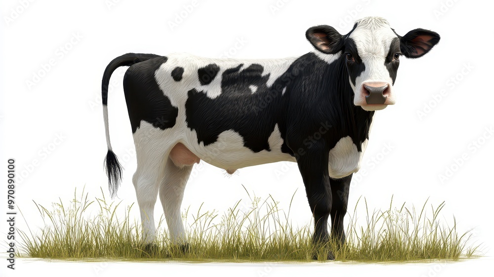 Cow clipart, element, 3D illustration, realistic, isolated on white background Cow clipart, element, 3D illustration, realistic, isolated on white background