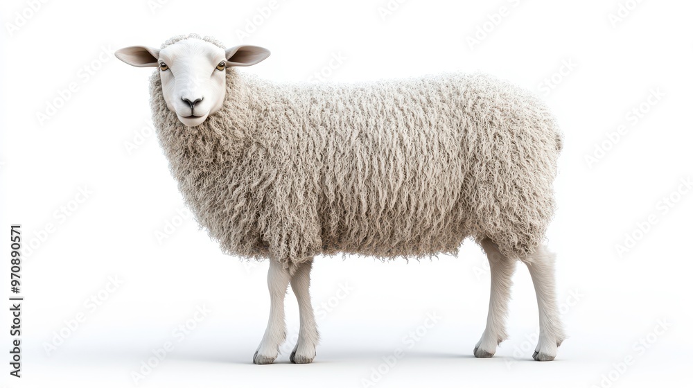 Sheep clipart, element, 3D illustration, realistic, isolated on white background Sheep clipart, element, 3D illustration, realistic, isolated on white background
