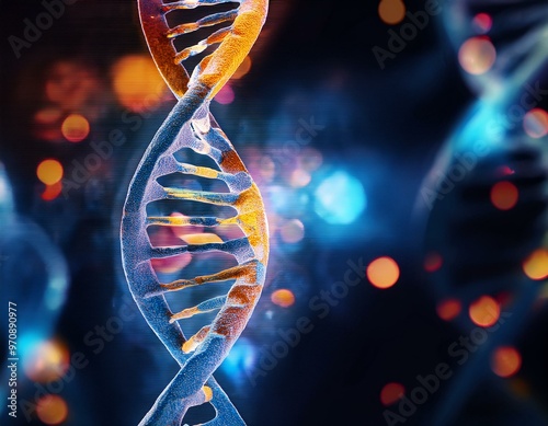 DNA strands with color background photo