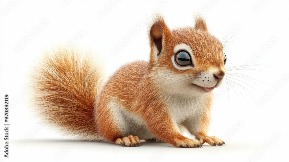 Obraz premium Squirrel clipart, element, 3D illustration, realistic, isolated on white background