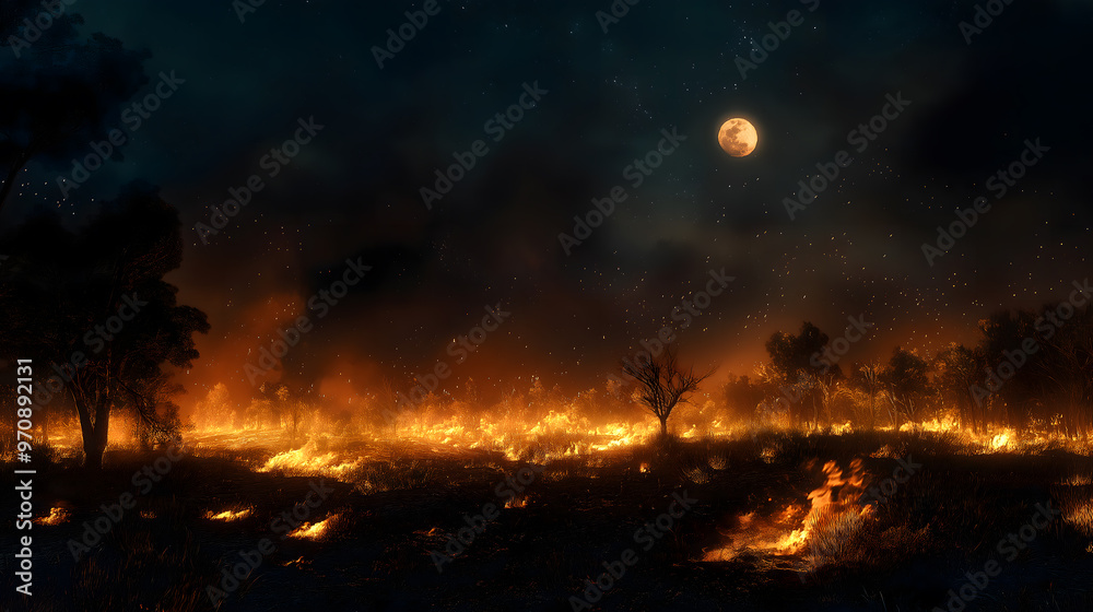Fototapeta premium Wildfires at night