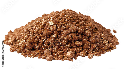 Pile of Bronze Glittering Powder on Isolated Background