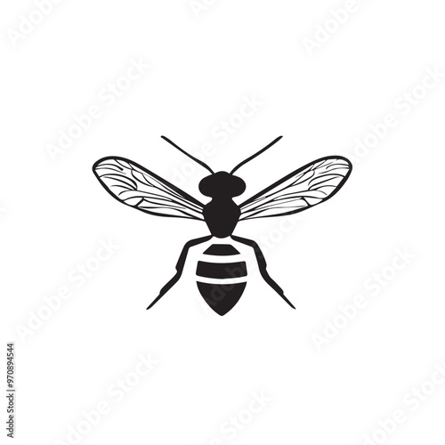 Wasp in cartoon, doodle style . Image for t-shirt, web, mobile apps and ui. Isolated 2d vector illustration in logo, icon, sketch style, Eps 10, black and white. AI Generative