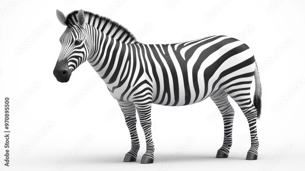 Obraz premium Zebra clipart, element, 3D illustration, realistic, isolated on white background