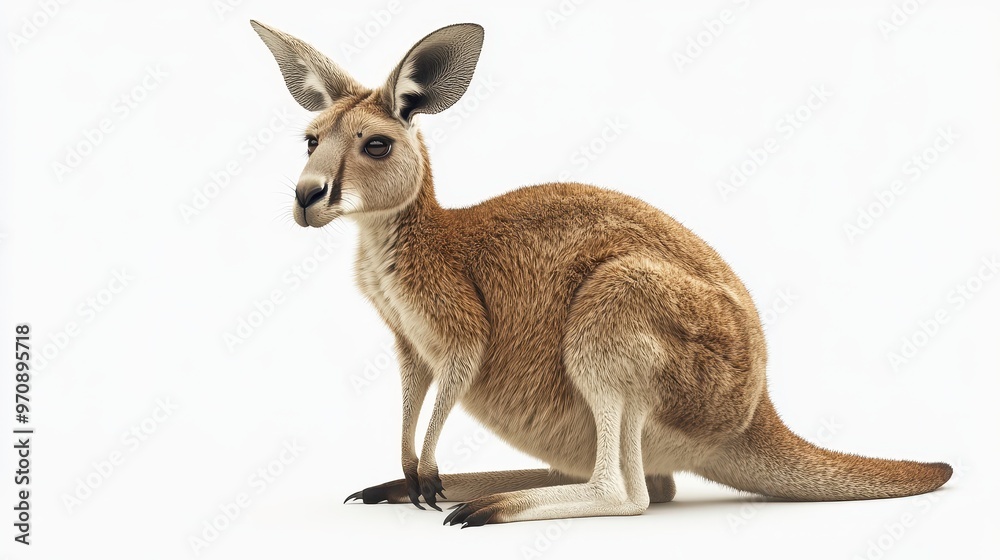 Kangaroo clipart, element, 3D illustration, realistic, isolated on white background Kangaroo clipart, element, 3D illustration, realistic, isolated on white background