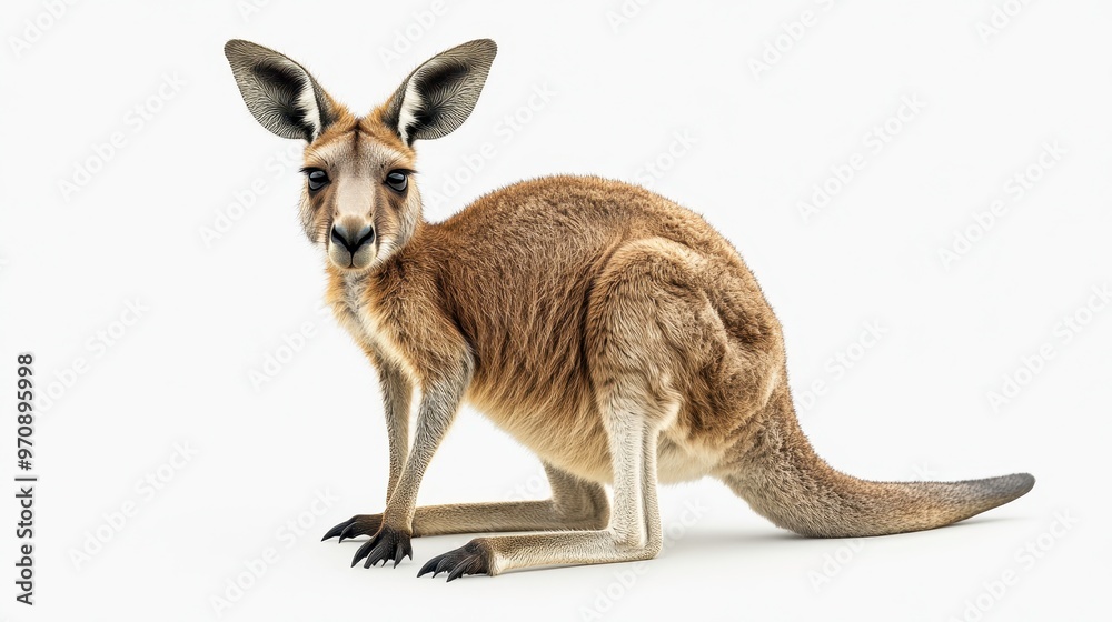 Fototapeta premium Kangaroo clipart, element, 3D illustration, realistic, isolated on white background