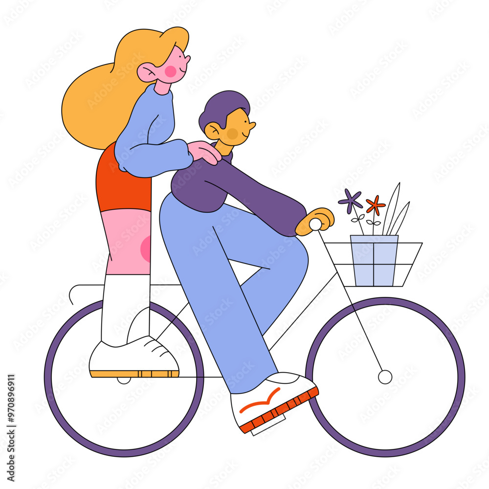 Man and woman riding a bike Man and woman riding a bike