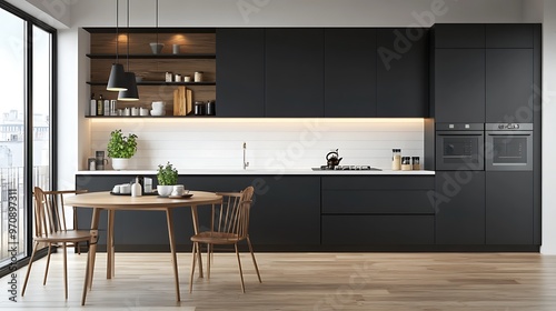 Minimalist Modern Kitchen with Wood Accents