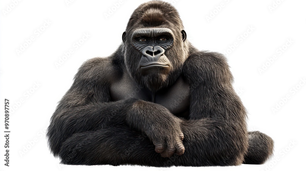 Gorilla clipart, element, 3D illustration, realistic, isolated on white background Gorilla clipart, element, 3D illustration, realistic, isolated on white background