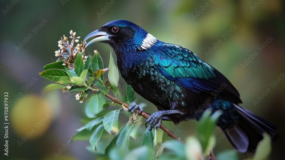 A Vibrant Blue Bird Perched on a Branch A Vibrant Blue Bird Perched on a Branch