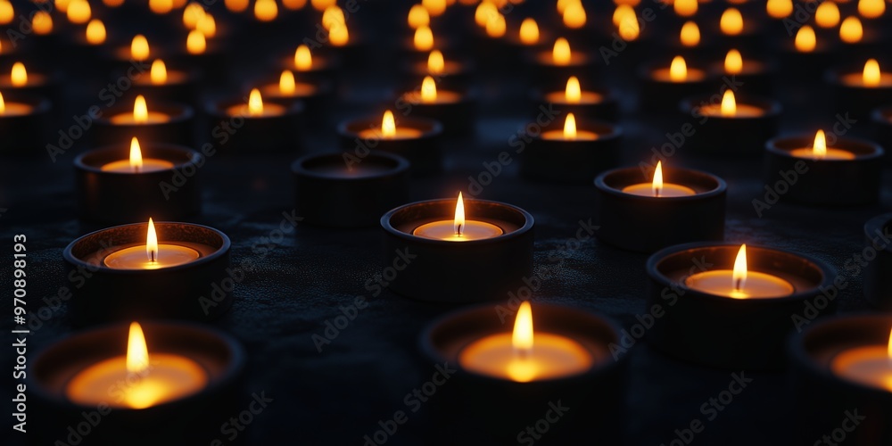Glowing candle pattern against black background for relaxation and meditation Glowing candle pattern against black background for relaxation and meditation