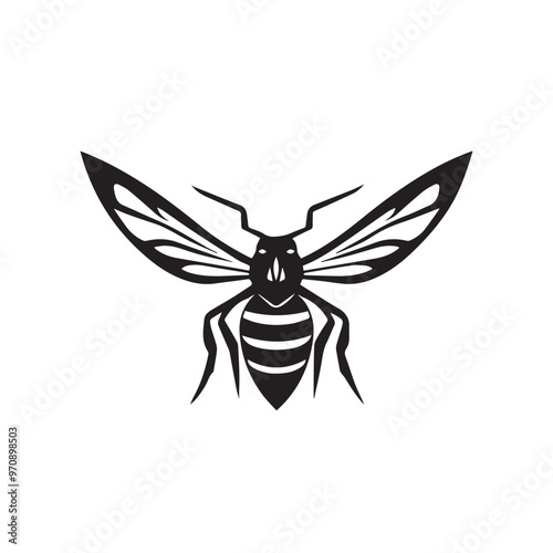 Wasp in cartoon, doodle style . Image for t-shirt, web, mobile apps and ui. Isolated 2d vector illustration in logo, icon, sketch style, Eps 10, black and white. AI Generative