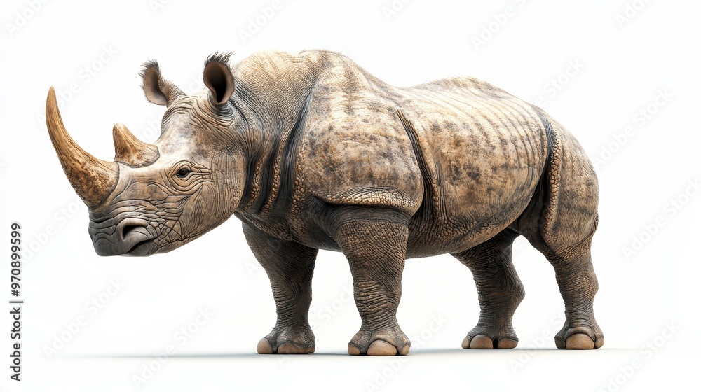 Rhinoceros clipart, element, 3D illustration, realistic, isolated on white background Rhinoceros clipart, element, 3D illustration, realistic, isolated on white background